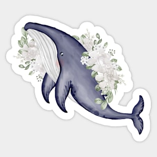 Whale Flower Watercolor Sticker